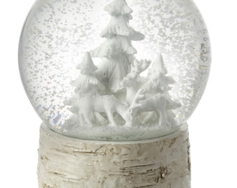 Snow Globe Christmas Deer & Tree Water Globe, nursery, office, living room decoration, enchanted forest, winter wonderland