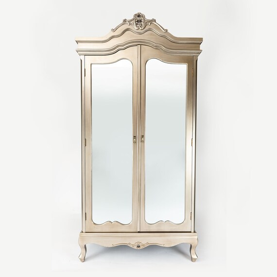 PRE ORDER French Style Double Wardrobe, Carved, Ornate, Silver Champagne  Finish, Storage Bedroom Furniture, Antique Style Mirrored Statement - Etsy