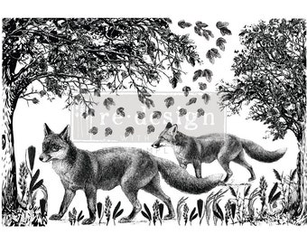 Decor Transfers Fox Meadows 24"x35" Dixie Belle Redesign with Prima, Chalk Mineral Paint, June 2022 release, wildlife, nature, cub, nursery