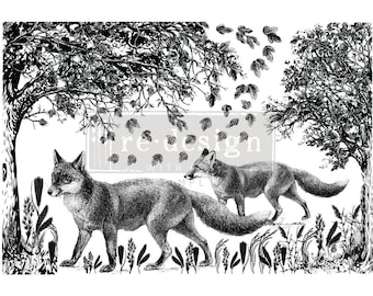 Decor Transfers Fox Meadows 24"x35" Dixie Belle Redesign with Prima, Chalk Mineral Paint, June 2022 release, wildlife, nature, cub, nursery