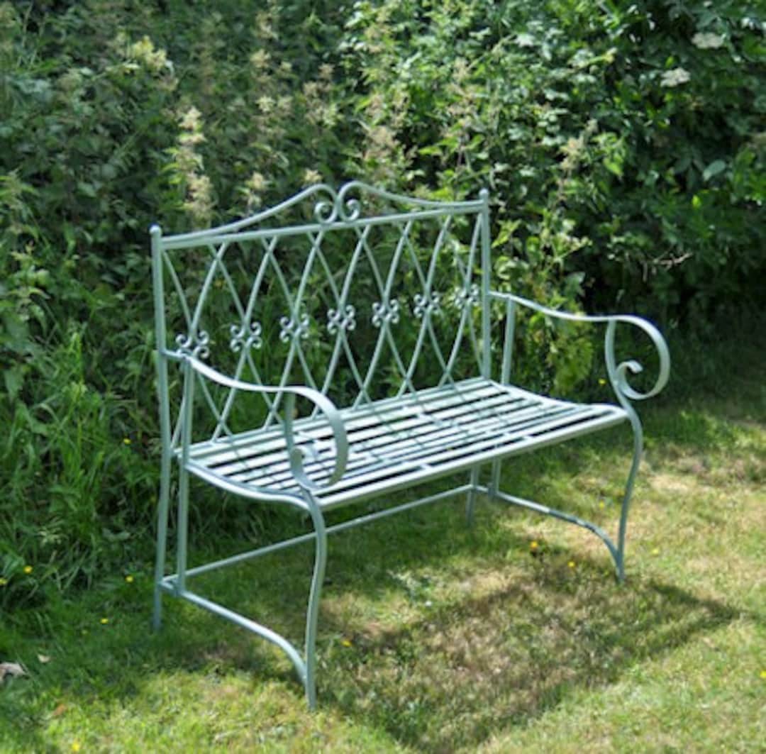 Green metal bench sale