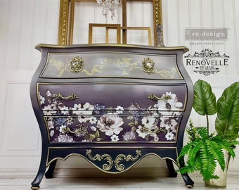 Dark Floral Garden Furniture Decor Transfer 24" x 35" Dixie Belle Re-Design with Prima, Chalk Mineral Paint, floral, blush
