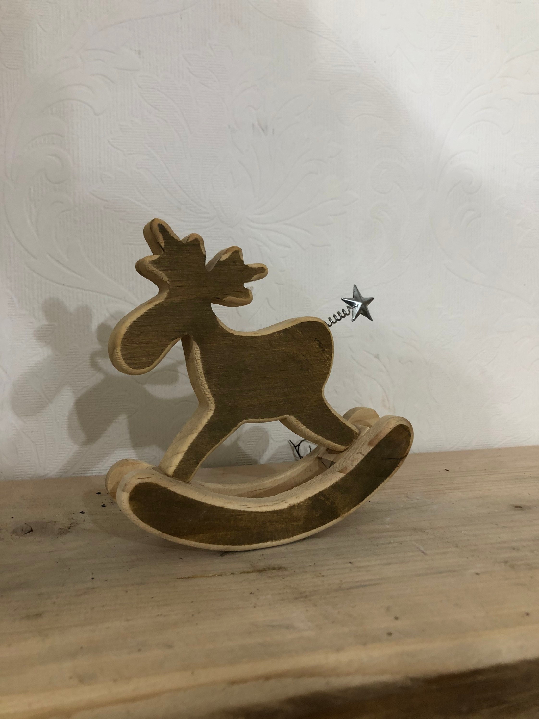 Décoration de Noël, renne en bois, cheval à bascule, peut être