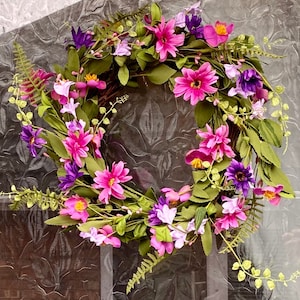 Large English Heath Door Wreath, Round, Front Door, Wedding, Home, Decoration, Artificial Flower, 69cm display, summer, autumn, wildflower