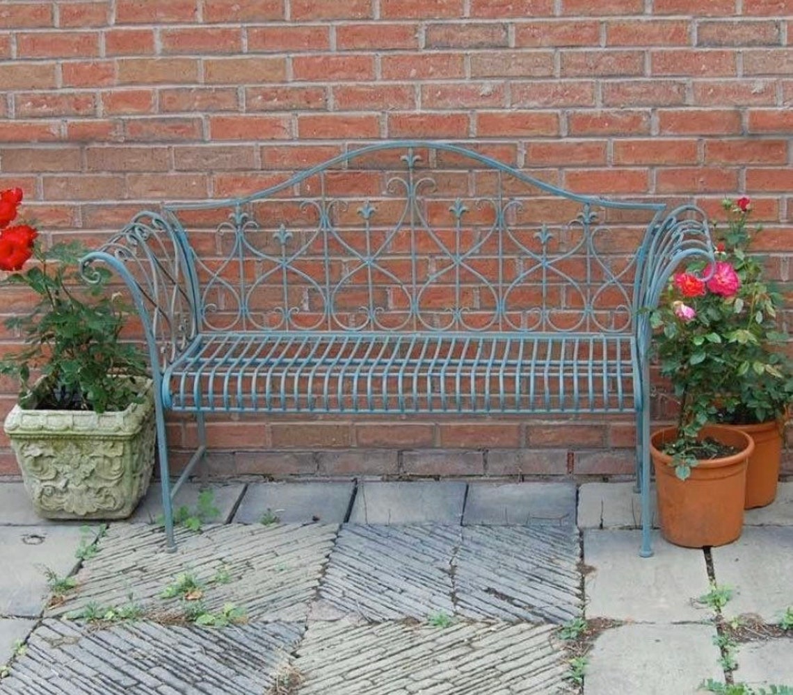 Fleur Vintage Metal Bench Love Seat Garden Furniture Patio Etsy UK