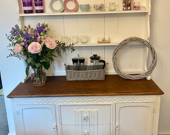 SOLD Oak Welsh dresser, top and bottom, complete unit, to be hand painted, white as discussed (Natasha)