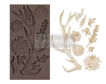 Prima Decor Moulds, Loggers Lodge 1, SKU PM666651, Casting mould, clay, resin, food grade, winter, stag antler design