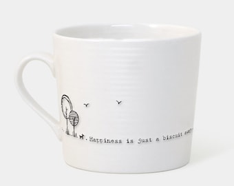 Porcelain Mug Happiness is just a biscuit away, ideal gift, boxed, tea lovers, east of india, coffee lover, different varieties available