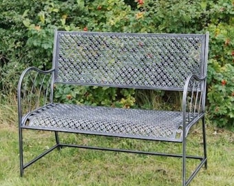 Antique Black Rust Garden Bench, Love Seat, Garden Furniture, patio bench, French style, farmhouse, outdoor seating, garden furniture