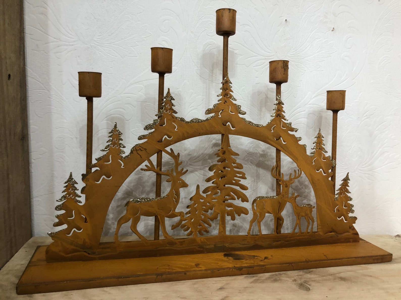 Metal Rustic Reindeer Candle Holder Etsy