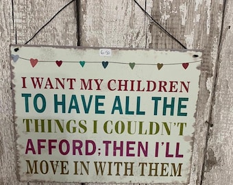 Metal wall sign, plaque, Christmas present, boys and girls,