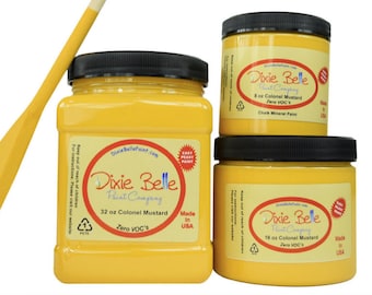 Colonel Mustard, Dixie Belle Paint vivid yellow Chalk Mineral Paint 236ml 8oz, 473ml 16oz, 946ml 32oz, Shabby Chic Furniture update makeover