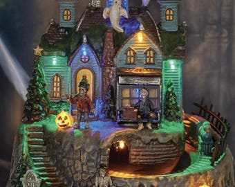 Haunted LED House Model Scene - Multicolour Halloween Decoration