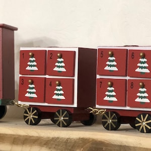 Traditional Wooden Christmas Advent Train Calendar, Count down to Christmas, Polar Express, Father Christmas