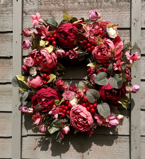 Door Wreath Round For The Front Door Wedding Home Etsy