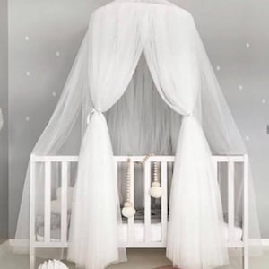 Kids Baby Hanging Cot / Crib Canopy, Nursery, Bed Dome Net, Play Room, Reading Corner, Nursery Playroom Decor, Play Tent, Den, Chiffon