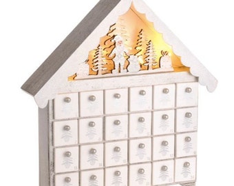 LED Christmas wooden advent house, adult and children alike, countdown to Christmas, December 1st, snowman, santa, father christmas