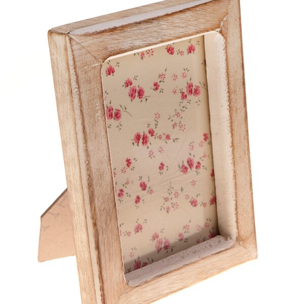 Sustainable mango wood  picture frame, white distressed finish, photo frame, shabby chic design, free standing landscape & portrait.