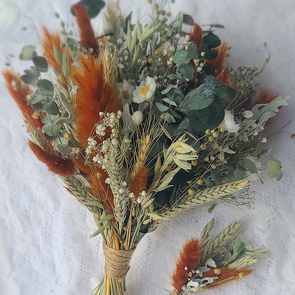 Burnt Orange Dried Wedding Flowers Etsy