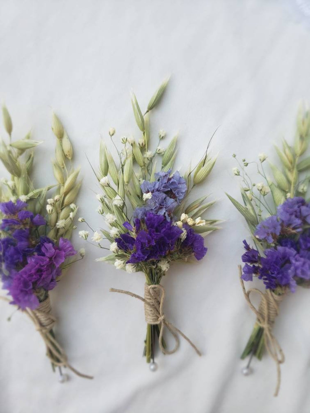 Purple Dried Flower Boutonniere, Jute Twine Wedding Corsage - Etsy, image size:1080x1440