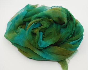 Hand-dyed Silk TissueGauze Fabric increments sold in 1 Metre - THE BLUES 4.5momme 1.1 Yard