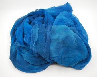 Hand-dyed Silk TissueGauze Fabric increments sold in 1 Metre - THE BLUES 4.5momme 1.1 Yard