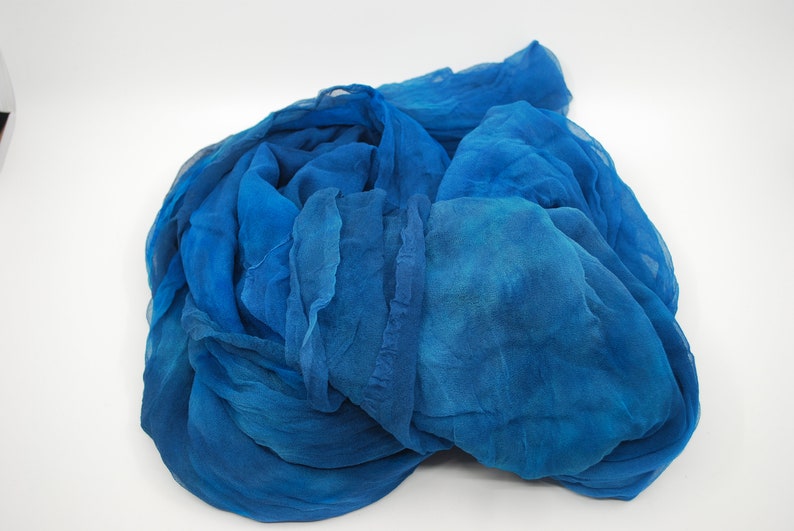 Hand-dyed Silk TissueGauze Fabric increments sold in 1 Metre - THE BLUES 4.5momme 1.1 Yard