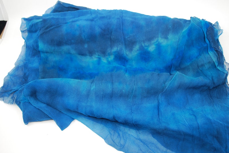 Hand-dyed Silk TissueGauze Fabric increments sold in 1 Metre - THE BLUES 4.5momme 1.1 Yard