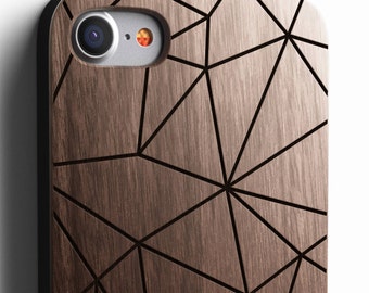 Geometric iPhone 8 case, 8 PLUS, X, SE 5s 5 6 /6s 7 Plus Case Samsung Galaxy S6 S7 S8 Edge Real Wood Case Laser Engraved iPhone Wooden Case