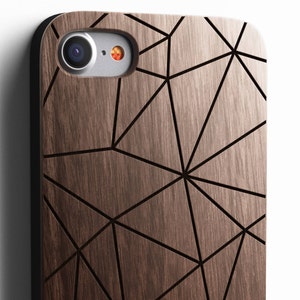 Geometric iPhone 8 case, 8 PLUS, X, SE 5s 5 6 /6s 7 Plus Case Samsung Galaxy S6 S7 S8 Edge Real Wood Case Laser Engraved iPhone Wooden Case image 1