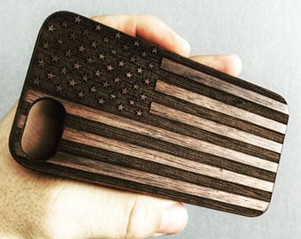 American Flag Real Wood iPhone 8 Case also for iPhone 6, 6s, 7, 8 Plus, and X | Samsung S7, S7 Edge S8, S8 Plus | USA Flag iPhone Case