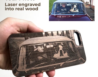 Custom photo wood phone case laser engraved iPhone Xs, Xr, Xs max, X, 8, 7, 6, 6s, SE, 8 Plus, 7 Plus, 6/6s Plus Samsung S8, S9, S10