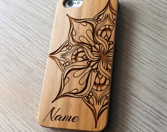 Personalised Initials - Mandala Real Wood iPhone 6 / 6s case | iPhone 6 Cover | iPhone 6S Case | Real Wood Case | Laser Engraved | Laser Etc
