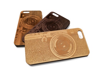 Vintage Camera Real Wood iPhone Case | Wood Apple Case | iPhone 6 Cover | iPhone 6S Case | Real Wood Case | Laser Engraved | Laser Etched