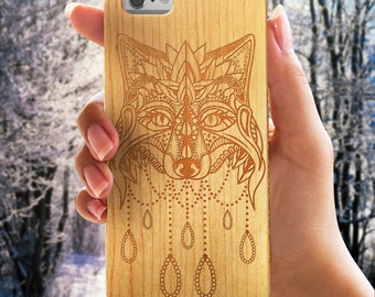 Wolf  Real Wood iPhone 6 /6s Case | Wood Apple Case | iPhone 6 Cover | iPhone 6S Case | Real Wood Case |  Laser Engraved | Laser Etched
