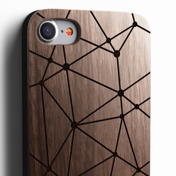 Geometric iPhone 8 case, 8 PLUS, X, SE 5s 5 6 /6s 7 Plus Case Samsung Galaxy S6 S7 S8 Edge Real Wood Case Laser Engraved iPhone Wooden Case