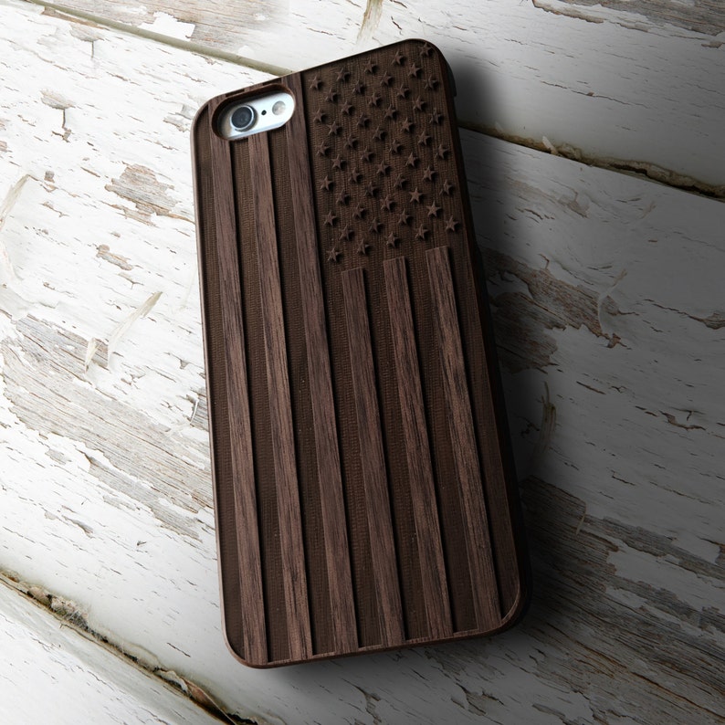 American Flag Real Wood Iphone 8 Case Also for Iphone 6 6s Etsy