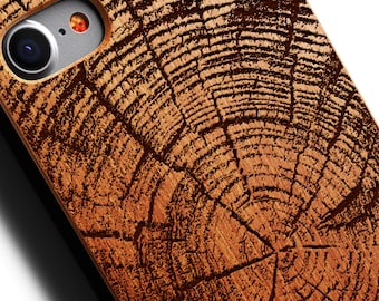 Wood Tree Rings iPhone 8 Case also for X SE 5s 5 6 /6s 7 and 7 Plus 8 Plus Case iPhone 8 Case Samsung Galaxy S6 S7 S8 S8 Plus Real Wood Case