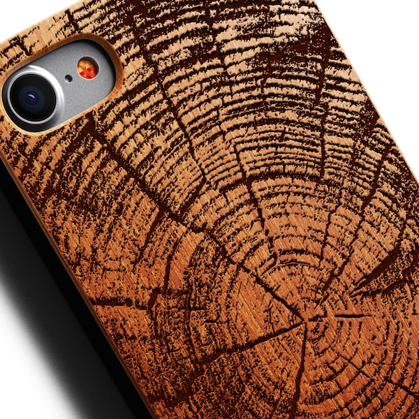 Wood Tree Rings iPhone 8 Case also for X SE 5s 5 6 /6s 7 and 7 Plus 8 Plus Case iPhone 8 Case Samsung Galaxy S6 S7 S8 S8 Plus Real Wood Case