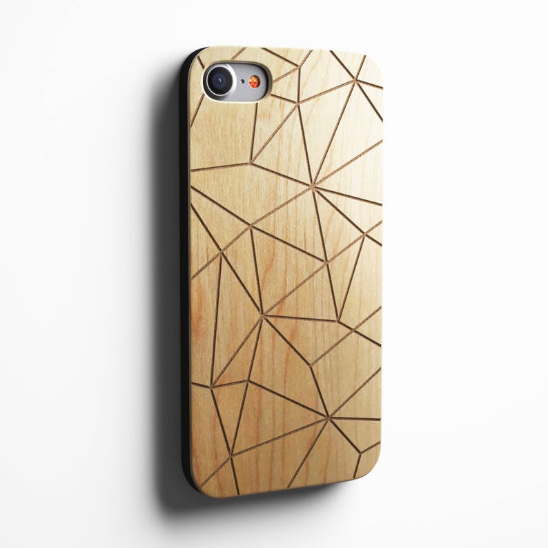 Geometric iPhone 8 case, 8 PLUS, X, SE 5s 5 6 /6s 7 Plus Case Samsung Galaxy S6 S7 S8 Edge Real Wood Case Laser Engraved iPhone Wooden Case image 2
