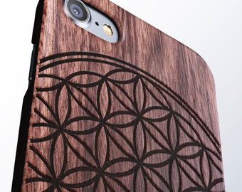 Flower of Life iPhone 8 case, 8 PLUS, X, SE 5s 5 6 /6s 7 Plus Case Samsung Galaxy S6 S7 S8 Edge Real Wood Case Laser Engraved iPhone Wooden