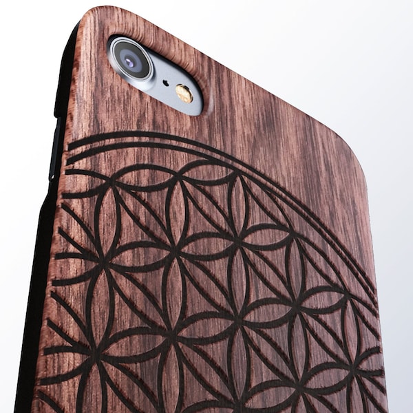 Flower of Life iPhone 8 case, 8 PLUS, X, SE 5s 5 6 /6s 7 Plus Case Samsung Galaxy S6 S7 S8 Edge Real Wood Case Laser Engraved iPhone Wooden