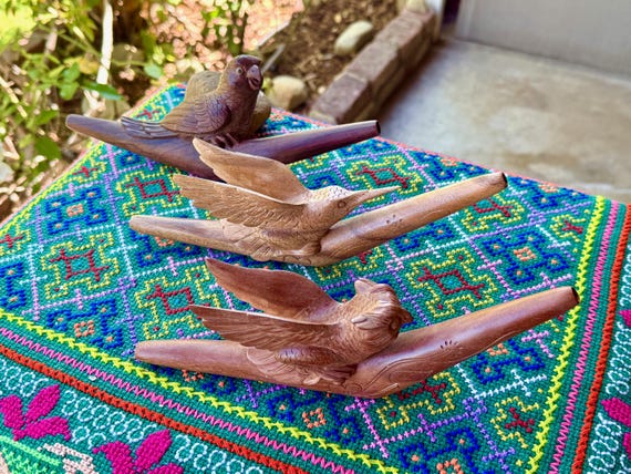 Animal Totem Tepi, Choose Parrot, Hummingbird or Owl, Hand Carved Wooden Shamanic Applicator Pipe