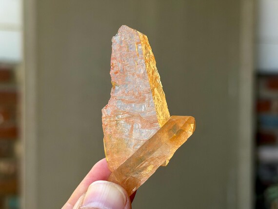 Tangerine Quartz, Tabular Tantric Twin, 18g, Stimulating Energy, Sacral Chakra, Minas Gerais, Brazil B396