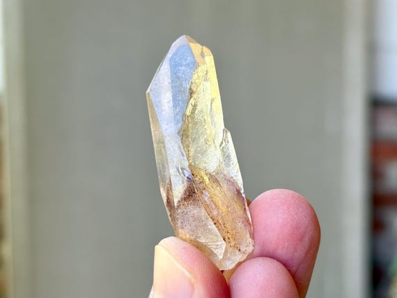Sunset Phantom Quartz with Red Hematite Phantom, 21g, Old Find, Root Chakra, Andhra Parish Mines, India T250