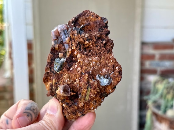 Unicorn Stone, Iron Oxide with Blue, Pink & Green Tourmaline, 312g, Coronel Murta, Minas Gerais, Brazil V269