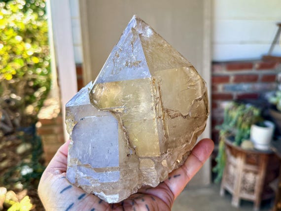 Elestial Citrine, Natural & Self-Standing, Sceptered Growth, 2.4 Kilo, Aracuai, Minas Gerais, Brazil V215