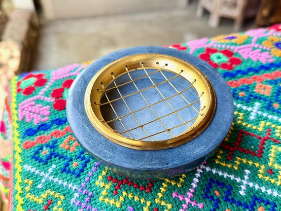 Stone Incense Burner for Charcoal & Resin Incense, Charcoal Screen Burner for Incense Powders and Resins