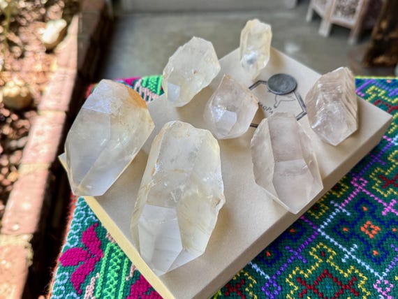 Tangerine Lemurian Quartz Lot, Semi Polished, 7 pcs (1 Kilo), Old Stock, Serra do Cabral, Minas Gerais, Brazil WS215