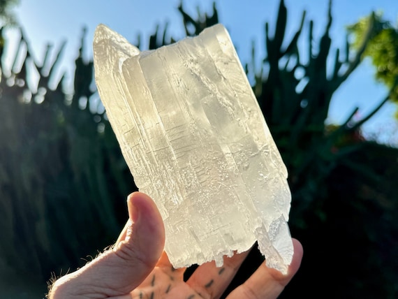 Selenite Crystal, 912g, New Find, Natural Etched Selenite for Purification and Energetic Cleansing, Zambia W327